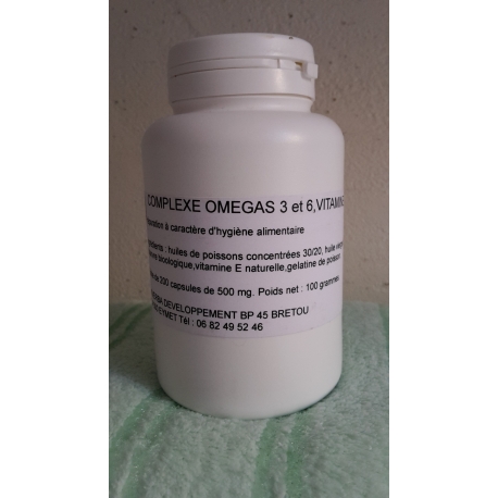 COMPLEXE OMEGA 3 et 6, Vitamine E 200 gélules